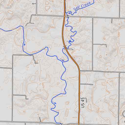 OpenTopoMap map of Salt Creek, IL