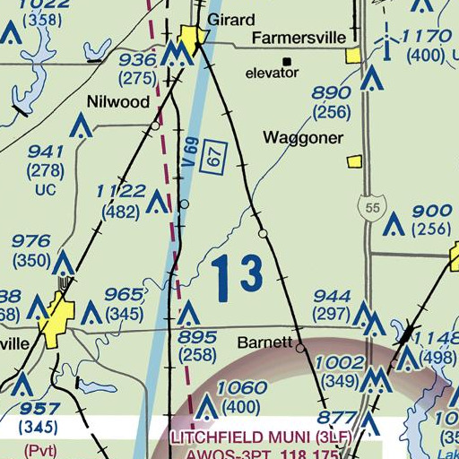 FAA VFR chart of Shearles Branch, IL