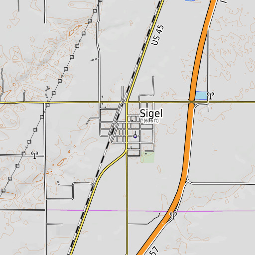 OpenTopoMap map of Sigel, IL