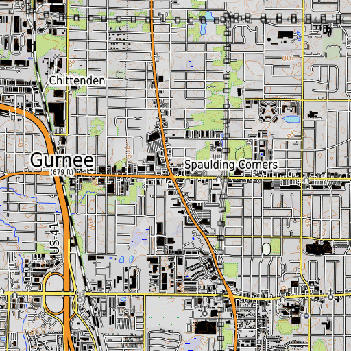 OpenTopoMap map of Spaulding Corners, IL