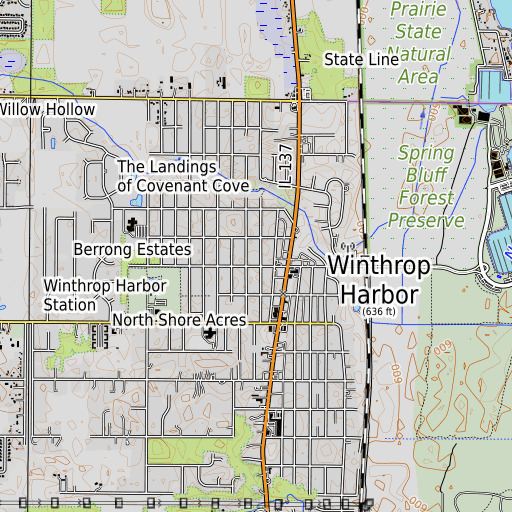 OpenTopoMap map of Spring Bluff Elementary School, IL