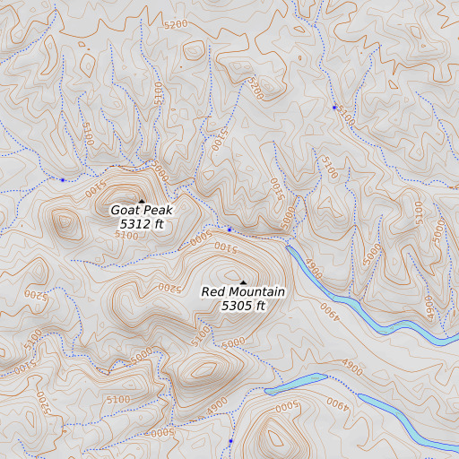 OpenTopoMap map of Red Mountain Spring, AZ