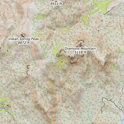 OpenTopoMap map of Diamond Spring, AZ