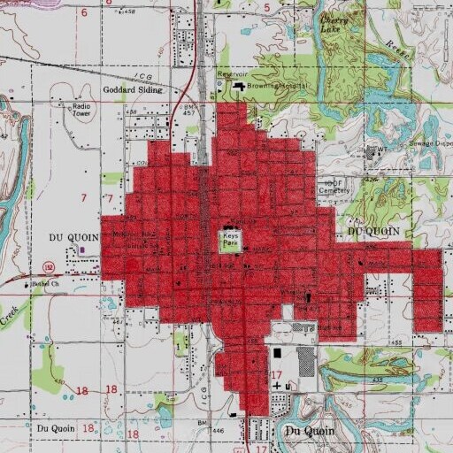 USGS 24K topo map of J B Ward Elementary School, IL