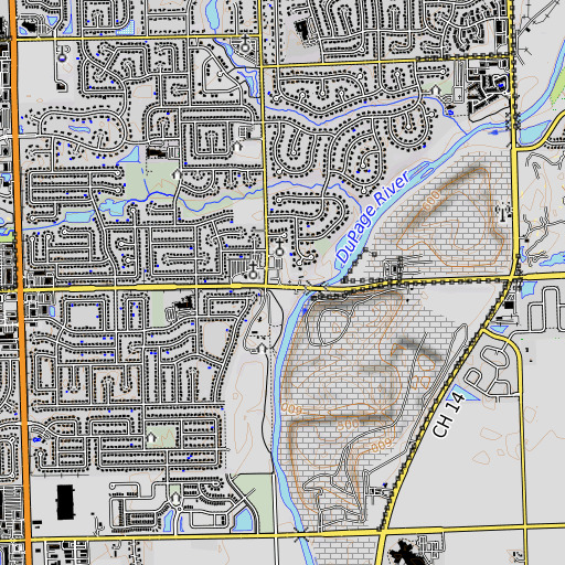 OpenTopoMap map of Zion Church, IL