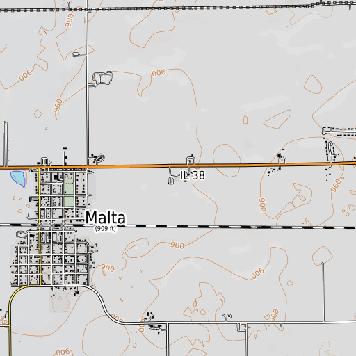 OpenTopoMap map of Malta High School, IL