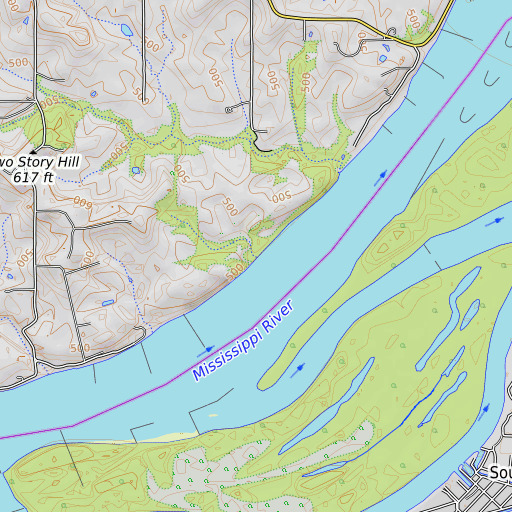 OpenTopoMap map of Johnson Landing, IL