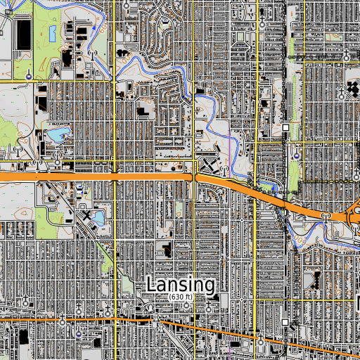 OpenTopoMap map of Lions Park, IL