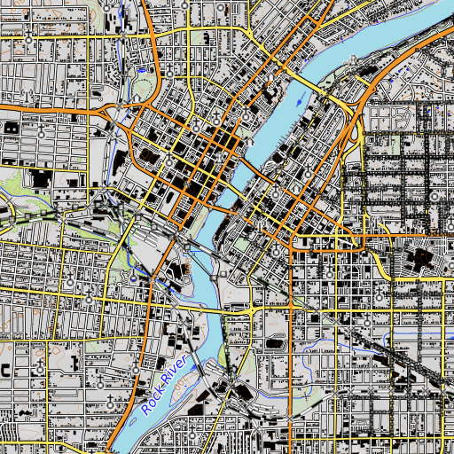 OpenTopoMap map of Riverfront Park, IL