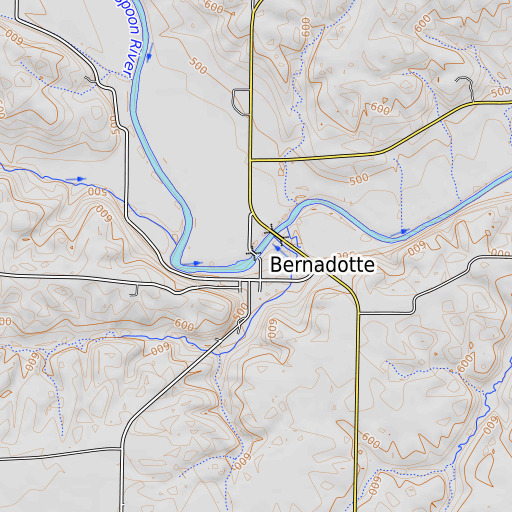 OpenTopoMap map of Bernadotte Bridge, IL