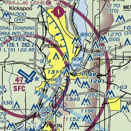 FAA VFR chart of Bob Michel Bridge, IL