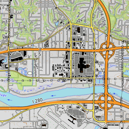 OpenTopoMap map of Commonwealth College, IL