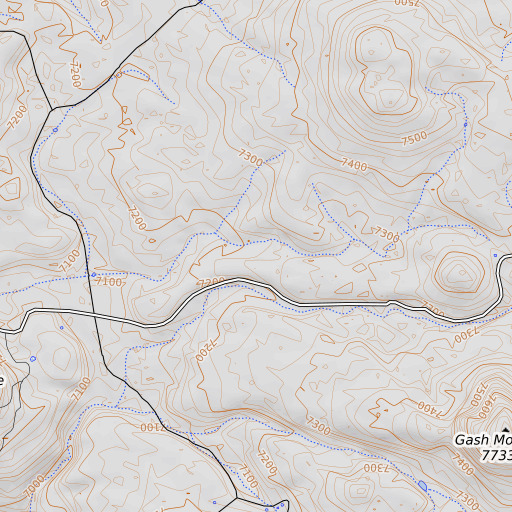 OpenTopoMap map of Gash Flat, AZ