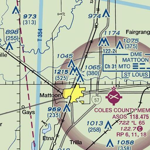 FAA VFR chart of WLBH-FM (Mattoon), IL