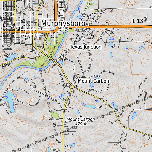 OpenTopoMap map of WTAO-FM (Murphysboro), IL