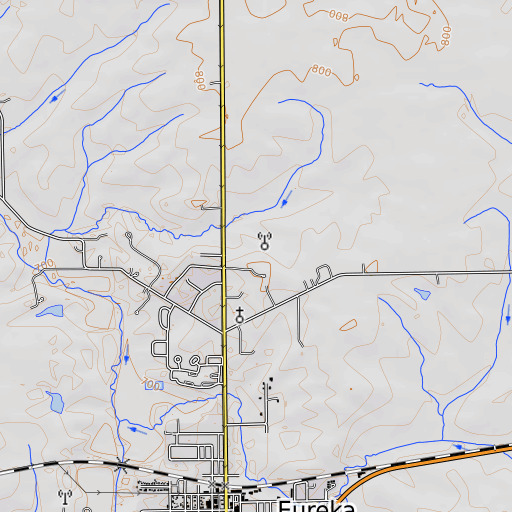 OpenTopoMap map of WCRI-FM (Eureka), IL