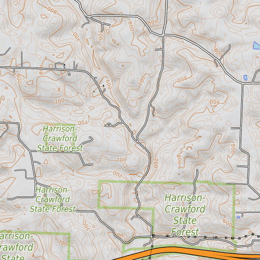 OpenTopoMap map of Bailey Creek, IN