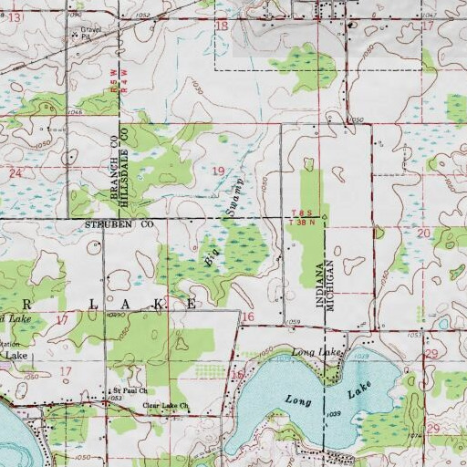 USGS 24K topo map of Big Swamp, IN