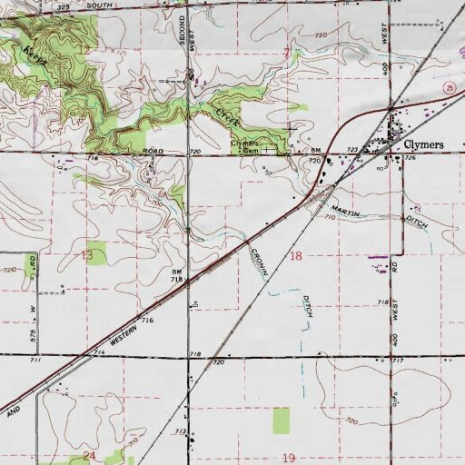 USGS 24K topo map of Cronin Ditch, IN