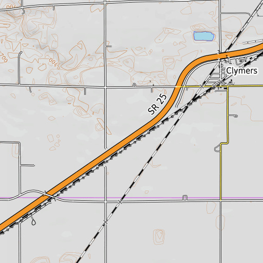 OpenTopoMap map of Cronin Ditch, IN