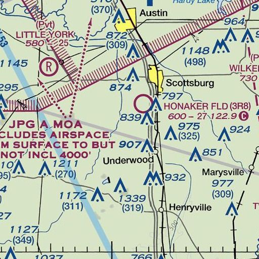 FAA VFR chart of Cub Branch, IN