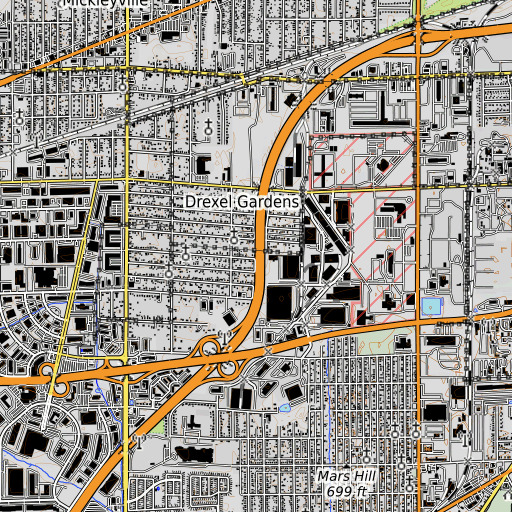 OpenTopoMap map of Drexel Run, IN