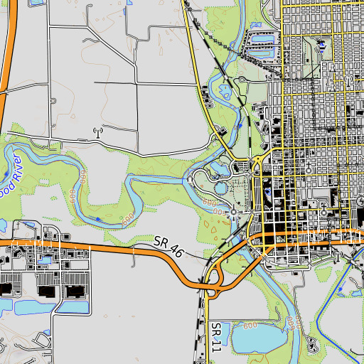 OpenTopoMap map of Driftwood River, IN