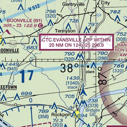 FAA VFR chart of Fisher Knobs, IN