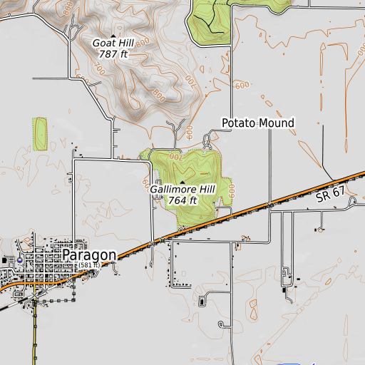 OpenTopoMap map of Gallimore Hill, IN