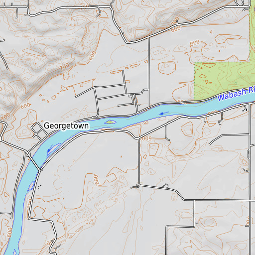 OpenTopoMap map of Grants Run, IN