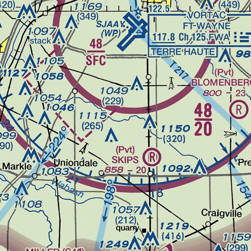 FAA VFR chart of Hunter Drain, IN