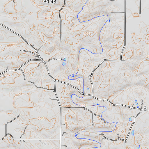 OpenTopoMap map of Jericho Creek, IN