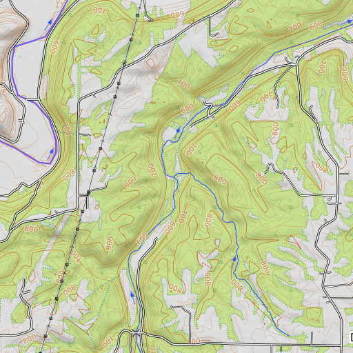 OpenTopoMap map of Knigga Branch, IN
