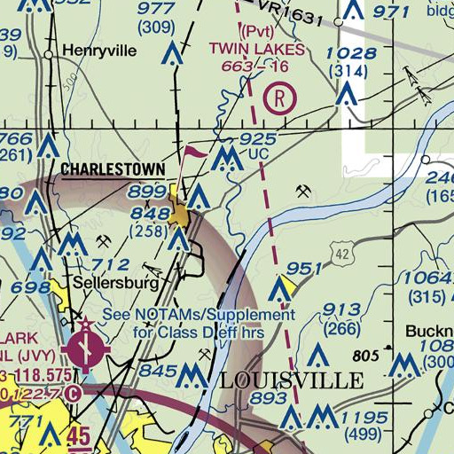 FAA VFR chart of Lick Creek, IN