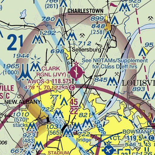 FAA VFR chart of Lick Run, IN