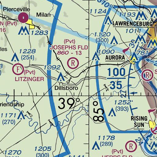 FAA VFR chart of Long Branch, IN