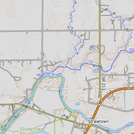 OpenTopoMap map of Long Branch, IN