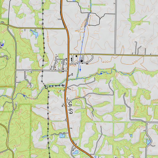 OpenTopoMap map of Long Run, IN