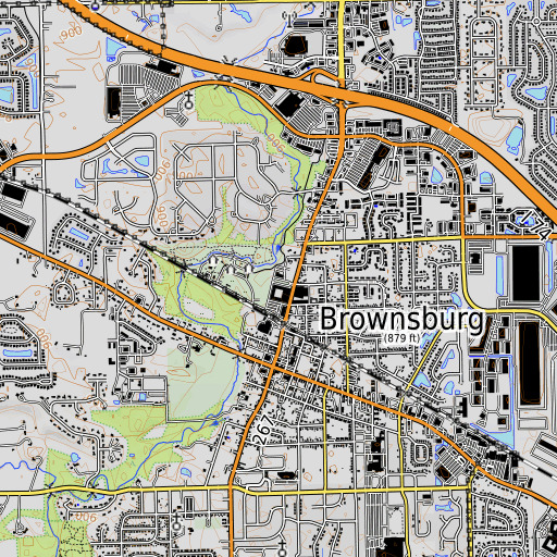 OpenTopoMap map of Saint Malachy School, IN