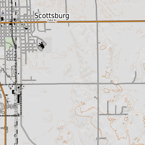 OpenTopoMap map of Maple Run, IN