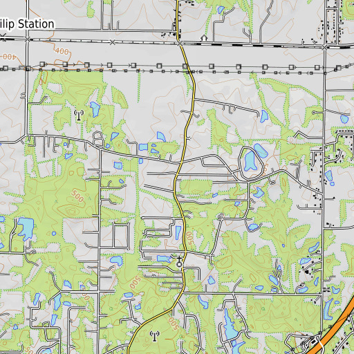 OpenTopoMap map of Martin School, IN
