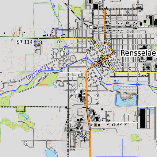 OpenTopoMap map of Monnett Elementary School, IN