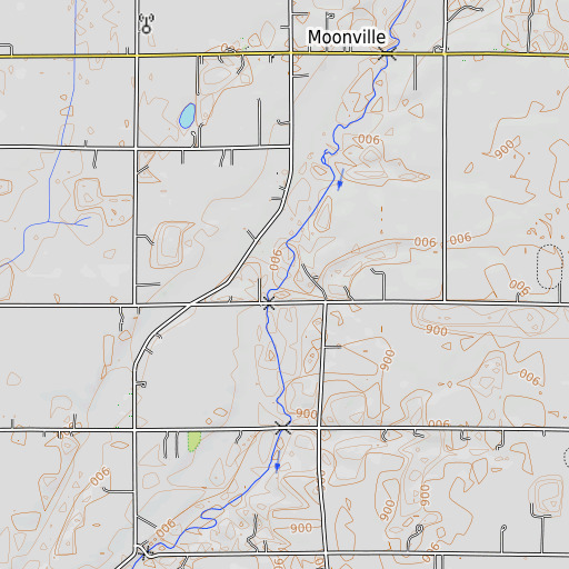 OpenTopoMap map of Moon Branch, IN