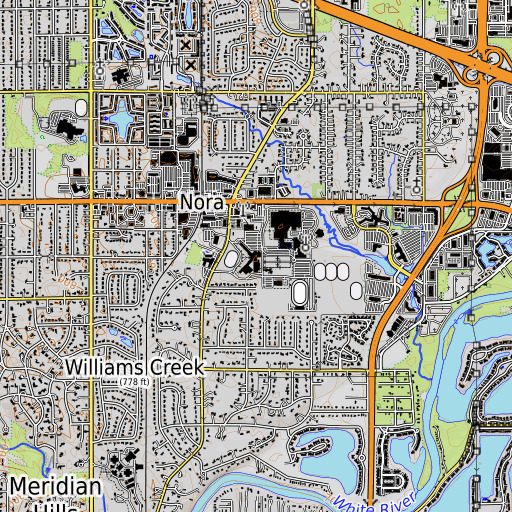 OpenTopoMap map of Northview Junior High School, IN