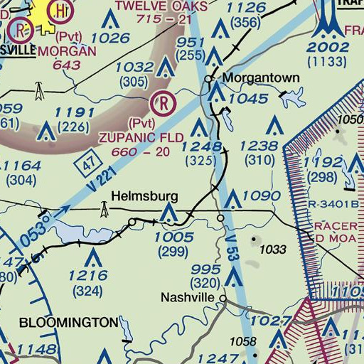 FAA VFR chart of Oak Ridge, IN