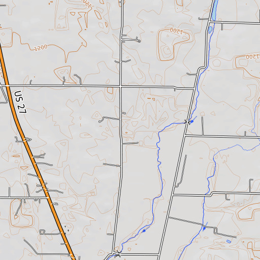 OpenTopoMap map of Reel Run, IN