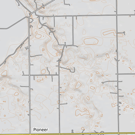 OpenTopoMap map of Ridgeway Creek, IN