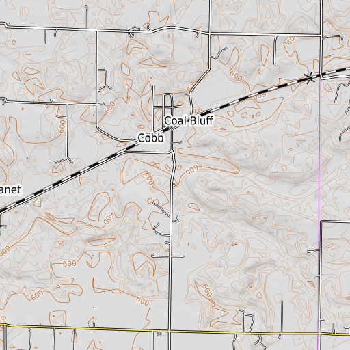 OpenTopoMap map of Sharon Brook, IN
