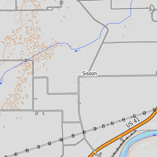 OpenTopoMap map of Sisson, IN