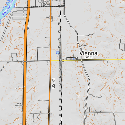 OpenTopoMap map of Sycamore Run, IN